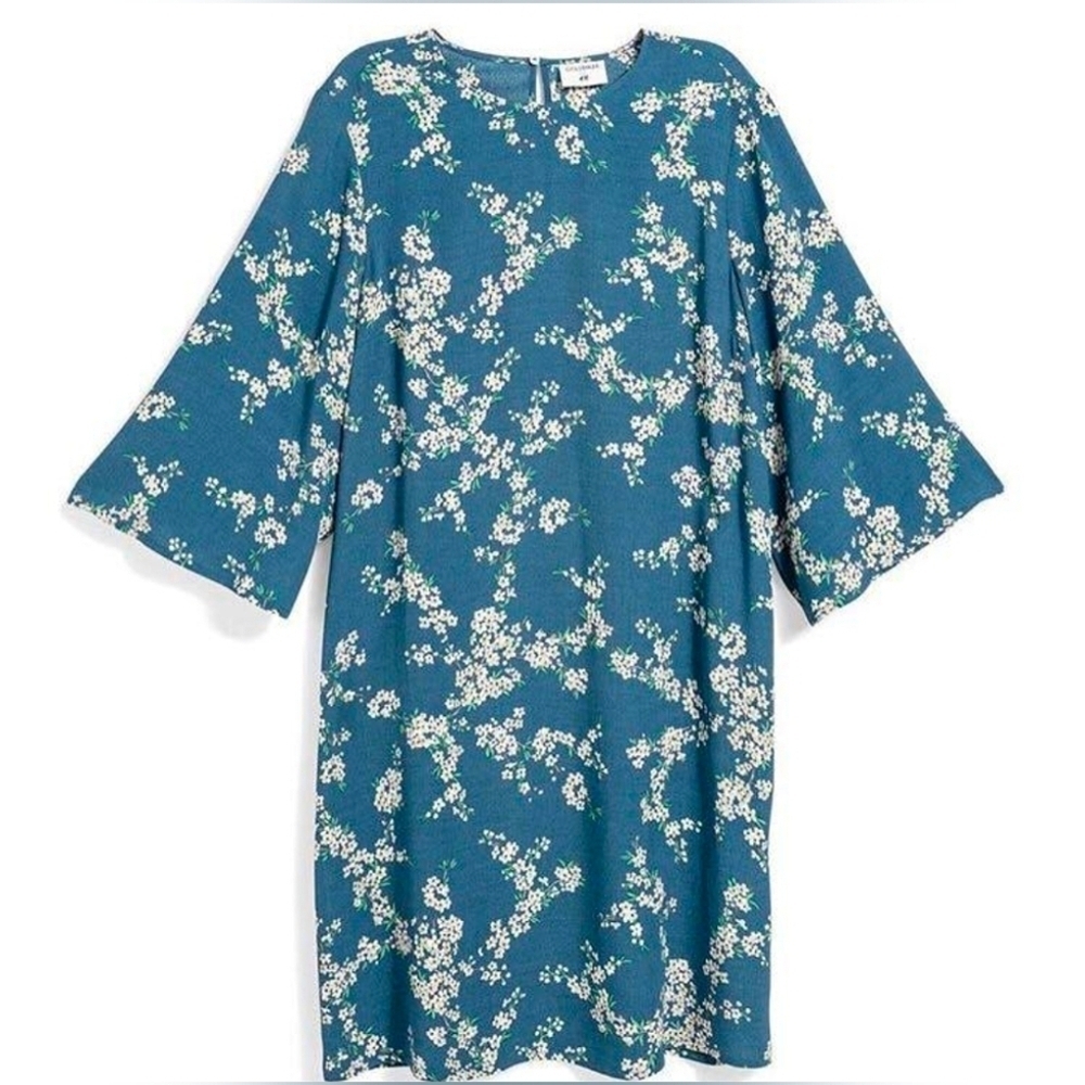 New H&M x GP & J Baker Collaboration Flare Bell Sleeve Floral Dress Women Size 6 - Picture 2 of 8